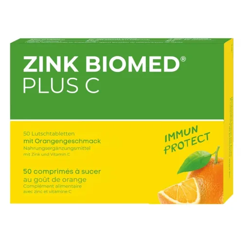 Biomed, Zink Biomed Plus C Lutschtabletten, Orange (50 Stk)
