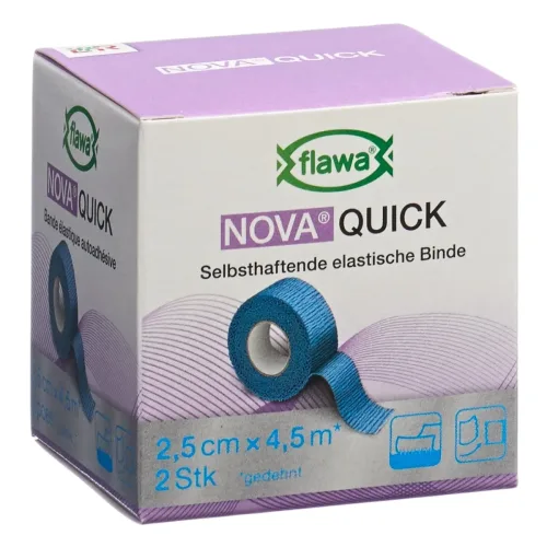 FLAWA, flawa NOVA QUICK kohäsive Reissbinde, 2.5cmx4.5m, blau (2 Stk)