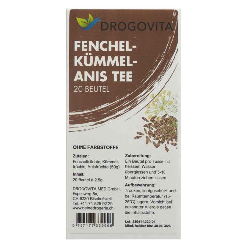 Drogovita, DROGOVITA Fenchel-Kümmel-Anis Tee (20 Beutel)
