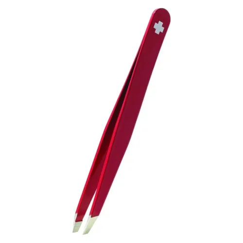 RUBIS, Rubis Pinzette schr&auml;g, Inox, rot, Schweizerkreuz