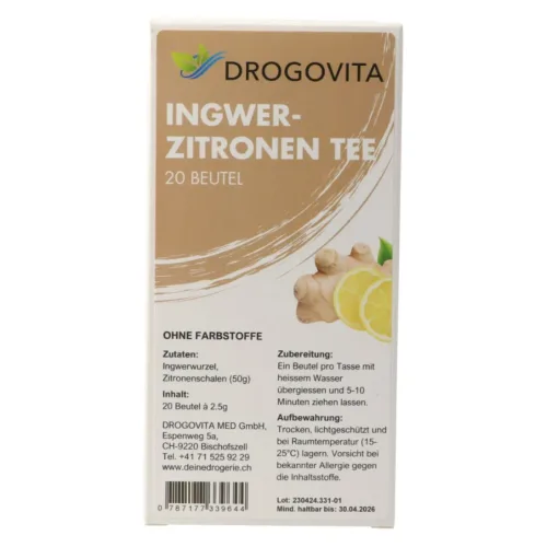 Drogovita, DROGOVITA Ingwer-Zitronen Tee (20 Beutel)