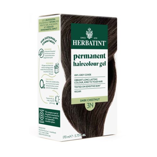 Herbatint, Herbatint Permanentes Haarfärbegel, Dunkles Kastanienbraun (3N), 100 % Grauhaar Abdeckung