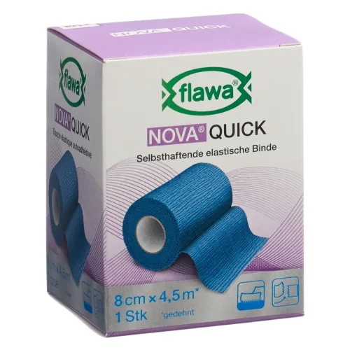 FLAWA, flawa NOVA QUICK kohäsive Reissbinde, 8cmx4.5m, blau (1 Stk)