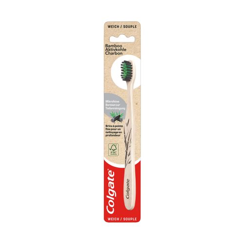 Colgate, Colgate - Bamboo Aktivkohle Weich Zahnbürste, Aus Nachhaltigem Bambus, 1 Stück