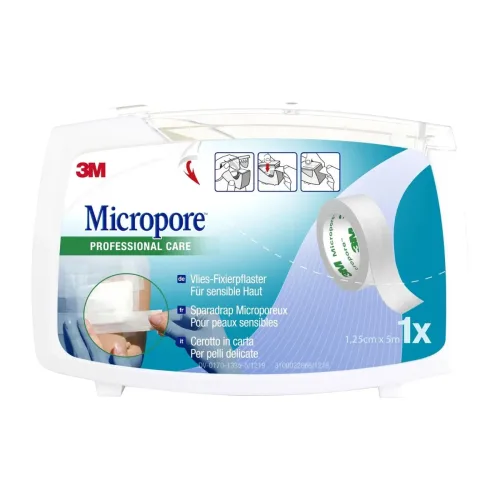 3M Micropore, 3M Micropore Vliespflaster Einzelpackung weiss, mit Abroller (1,25cmx5m)