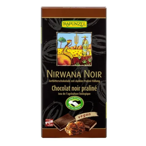 RAPUNZEL, RAPUNZEL Nirwana Noir Zartbitterschokolade mit dunklere Praliné-Füllung vegan (100g)