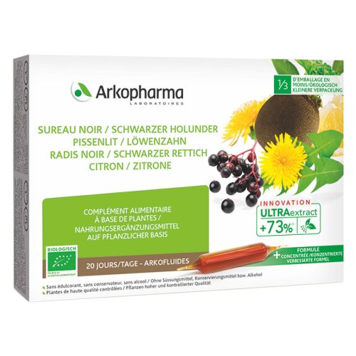 Arkopharma, ARKOFLUIDE Holunder-Rettich-Löwenzahn-Zitrone Bio Trinkampullen (20 Stk)