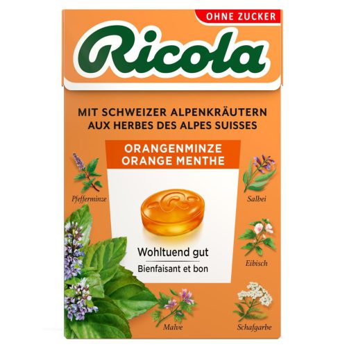 Ricola, Ricola Orangen-Minze Bonbons ohne Zucker (50g)
