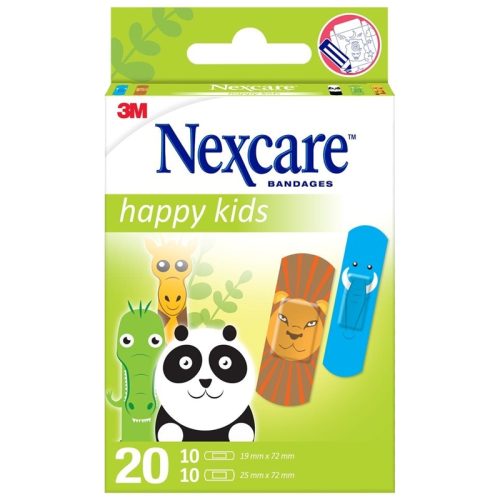 3M Nexcare, 3M Nexcare - Kinderpflast Happy Kids Animals 20 Stk, 20Stück, Multicolor
