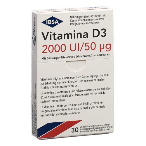 Vitamina, Vitamina D3 Schmelzfilme, 2.000UI/50µg, mit Orangengeschmack (30 Stk)