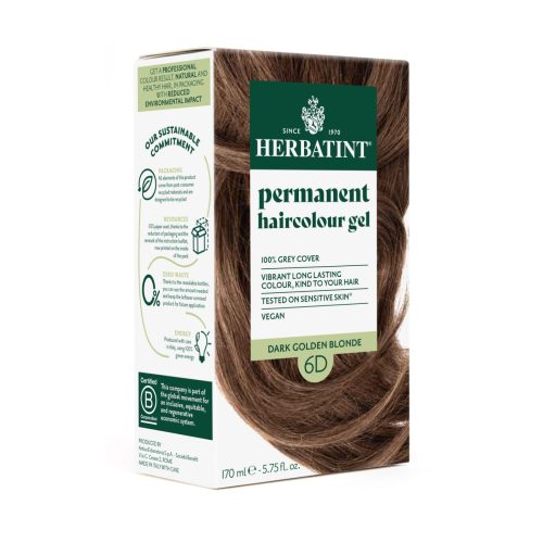 Herbatint, Herbatint Permanentes Haarfärbegel, Dunkles Goldblond (6D), 100 % Grauhaar Abdeckung