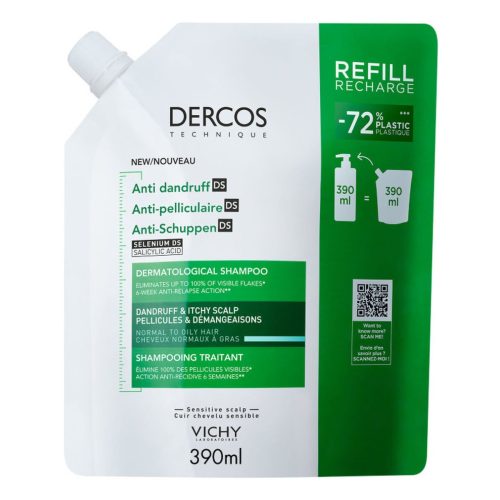 VICHY, VICHY - Dercos Eco-Refill Anti-Schuppen-Shampoo für normales bis fettiges Haar, 390 ml