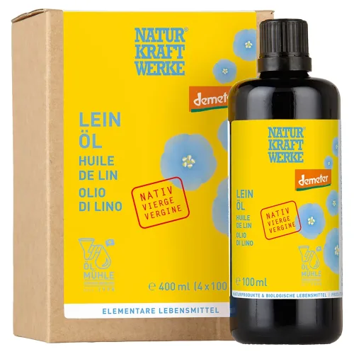 Naturkraftwerke, NATURKRAFTWERKE Leinöl nativ Demeter (4x100ml)