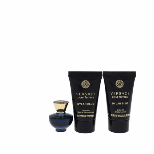 Versace Pour Femme Dylan Blue Gift Set -- 6 ml Mini EDP + 25 ml Body Lotion + 25 ml Shower Gel
