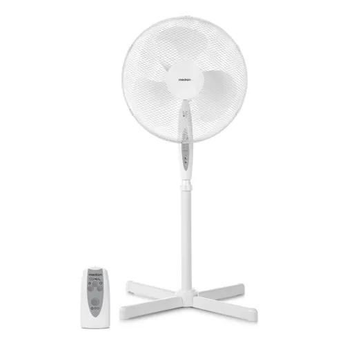 Medion, MEDION LIFE E10 SF Standventilator mit Fernbedienung (MD 18795), 3 Geschwindigkeitsstufen, verstellbarer Höhe, Schwenkfunktion, Timer-Funktion