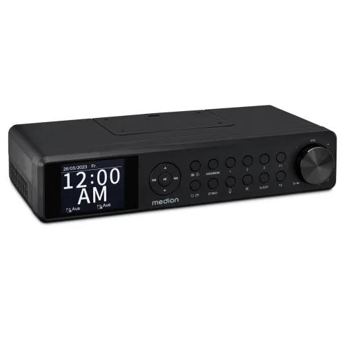 Medion, MEDION LIFE P66750 DAB+ Premium Küchenradio schwarz, 6,1 cm (2,4'') TFT-Farbdisplay, DAB+/PLL-UKW Radio, Bluetooth® 5.0, LED-Beleuchtung, 2 x 3 W RMS