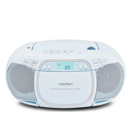 Medion, MEDION LIFE E66476 Tragbare CD-Boombox, CD-Player, Kassettendeck, FM-Radio, USB-MP3-Wiedergabe, 30 Senderspeicher, Batteriebetrieb