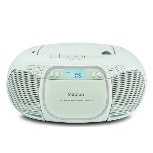 Medion, MEDION LIFE E66476 Tragbare CD-Boombox, CD-Player, Kassettendeck, FM-Radio, USB-MP3-Wiedergabe, 30 Senderspeicher, Batteriebetrieb
