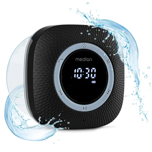 MEDION LIFE S66884 Duschradio, LED-Display, UKW-Radio, IPX6 Schutz, Bluetooth® 5.0, 30 W Ausgangsleistung (3 W RMS)