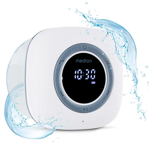 MEDION LIFE S66884 Duschradio, LED-Display, UKW-Radio, IPX6 Schutz, Bluetooth® 5.0, 30 W Ausgangsleistung (3 W RMS)