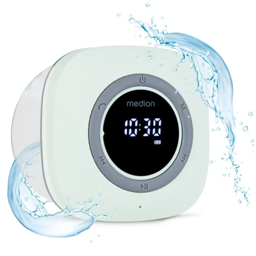 MEDION LIFE S66884 Duschradio, LED-Display, UKW-Radio, IPX6 Schutz, Bluetooth® 5.0, 30 W Ausgangsleistung (3 W RMS)