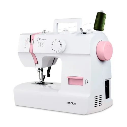 Medion, MEDION LIFE Nähmaschine SM70 (MD 11179) rosa, 12 verschiedene Stickmuster, 4 Schritte Knopfloch, einstellbare Stichlänge, 70 Watt Motorleistung
