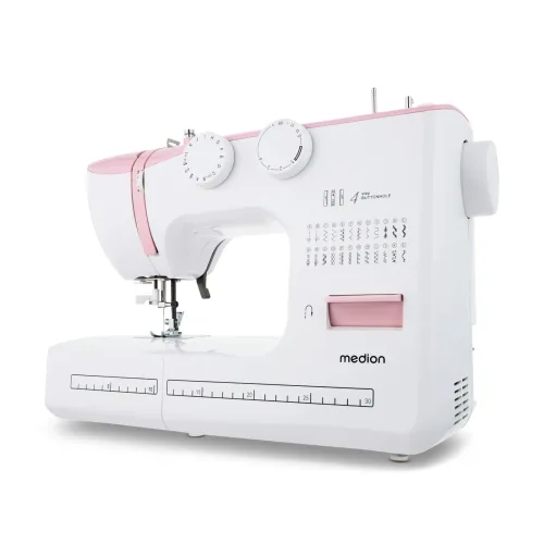 Medion, MEDION LIFE Freiarm-Nähmaschine SM60 (MD10689) rosa, einstellbare Stichlänge und Stichbreite, automatischer Einfädler, 60 verschiedene Stichmuster, integriertes Zubehörfach, 60 Watt Motorleistung