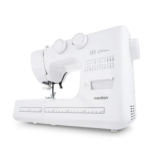 Medion, MEDION LIFE Freiarm-Nähmaschine SM60 (MD10689) weiß, einstellbare Stichlänge und Stichbreite, automatischer Einfädler, 60 verschiedene Stichmuster, integriertes Zubehörfach, 60 Watt Motorleistung
