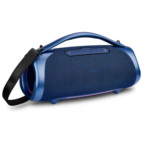 MEDION LIFE P61768 Tragbarer Bluetooth® Lautsprecher XL blau, Dual Illuminated & Lightstrip (RGB-Lichteffekte), Bluetooth® 5.3, integrierter Akku mit bis zu 30 Stunden Laufzeit, robustes & mobiles Design, 2 x 25 W + 50 W RMS
