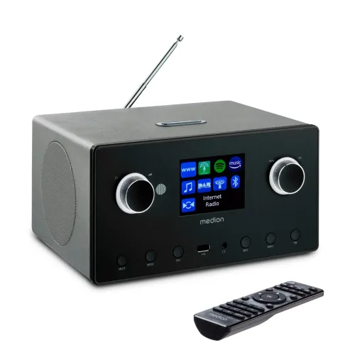 MEDION LIFE P85444 2.1 Internetradio titan, 8,1 cm (3,2'') TFT-Display, riesige Auswahl an Internet-Radiosendern & Podcasts, DAB+/UKW Radio (je 40 Senderspeicher), Bluetooth®, WLAN, 2 x 7,5 W + 15 W Subwoofer RMS