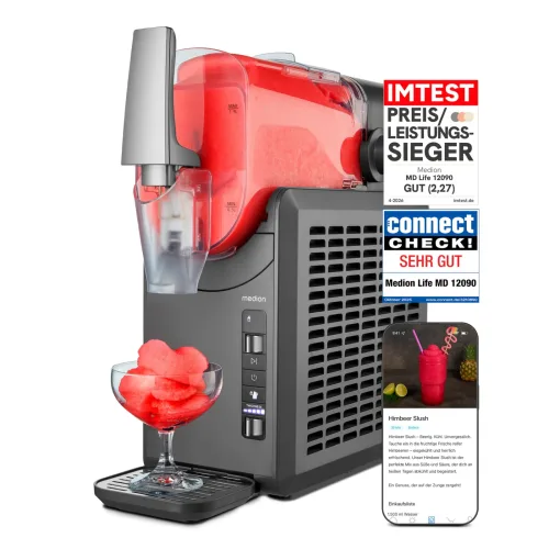 Medion, MEDION LIFE Slush-Eismaschine MD12090, 2,6 L Slush-Eis Kapazität, Härtegradkontrolle, 5 Modi,  30?60 Minuten Zubereitungszeit², Abnehmbarer Tank
