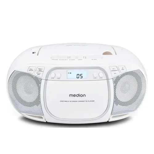 Medion, MEDION LIFE E66476 Tragbare CD-Boombox, CD-Player, Kassettendeck, FM-Radio, USB-MP3-Wiedergabe, 30 Senderspeicher, Batteriebetrieb