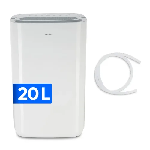 MEDION Luftentfeuchter DH20 (MD12048), Entfeuchtungsleistung 20L/Tag, Volumen Wassertank 5,4L, 3 Modi, 2 Geschwindigkeitsstufen, Touch-Bedienung