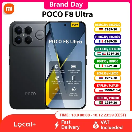 Xiaomi, Global Version POCO F8 Ultra 12GB 256GB Smartphone 50MP Light Fusion 950 With OIS 6.9' 120Hz POCO HyperRGB AMOLED Display Massive 6500mAh (typ) Battery