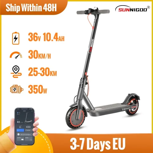 SUNNIGOO, 10,4Ah Leichter Elektroroller für Pendler Erwachsene Explosionsgeschützte Reifen Duales Bremssystem APP-Unterstützung E-Scooter 25km/h oder 30km/h