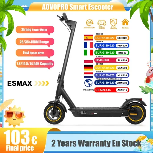 AOVOPRO, 2026 Upgrade AOVOPRO TX01 Smart APP Elektroroller 350 W/500 W Leistungsstarker Motor 36V25-45KM Reichweite Erwachsene EScooter mit Doppelbremse