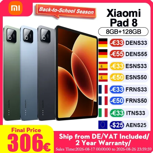Xiaomi, Globale Version Xiaomi Pad 8 11,2 Zoll Snapdragon ®   8s Gen 4 144Hz-Display 9200mAh Typ-C 45W Turbo-Ladung IPv6 Xiaomi HyperOS 3