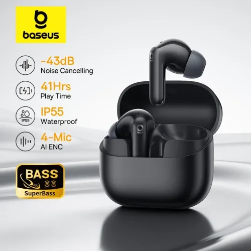 Baseus Bass EP10 NC -43 dB Noise Cancelling ANC True Wireless Earbuds Bluetooth 6.0 In-Ear Wireless Ohrhörer 4 Mikrofone ENC Ohrhörer