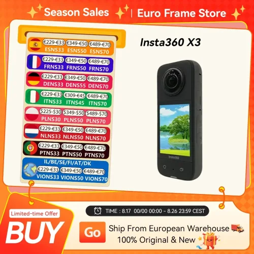 INSTA360, Insta360 X3 ? robuste Action-Kamera mit 1/2-Zoll-48MP-Sensoren, 5.7K Active HDR-Video, 72MP-Foto, 4K-Einzelobjektiv Insta360 X3 Kamera
