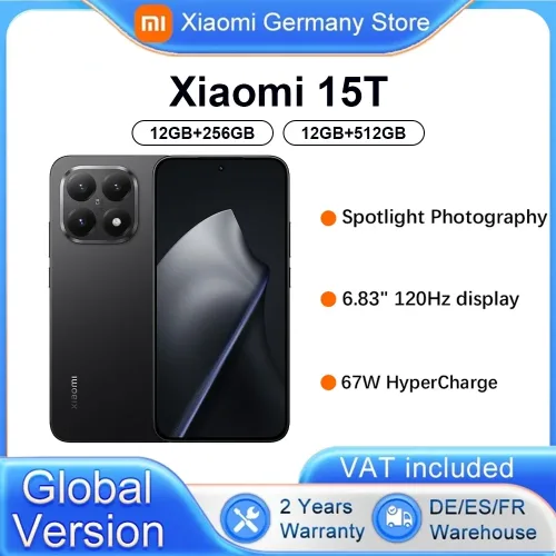 Xiaomi, Global Version Xiaomi 15T 12GB 256GB Mobile Phones Leica Triple Camera AI Ecosystem Creativity Assistant Immersive 6.83" Display