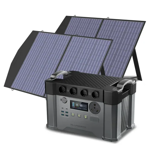 ALLPOWERS, ALLPOWERS S2000 PRO Solargenerator 2400W Batterieladegerät 110/230V Reine Sinuswelle AC-Steckdose & SE100 2×100W Tragbares Solarpanel
