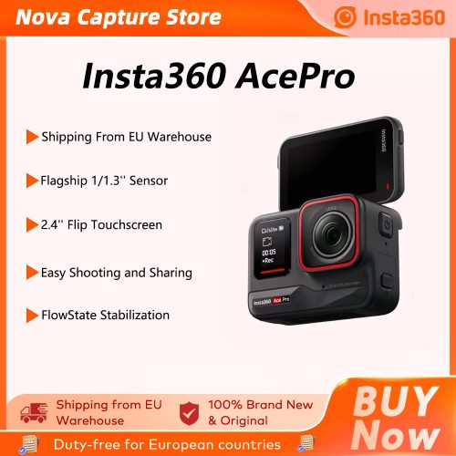 INSTA360, EU-Lagerbestand Insta360 Ace Pro Action-Kamera mit Leica 1/1.3 " Sensor, 2,4 " Flip-Touchdisplay, 8K HDR, magnetischer Halterung, Schutzgehäuse Ace Pro