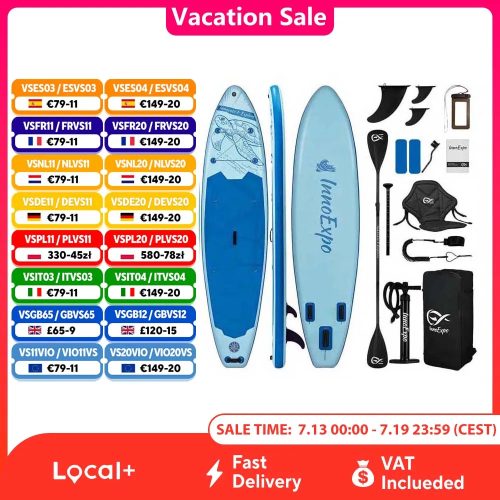 InnoExpo Aufblasbares Stand-Up-Paddleboard mit Zubehör, aufblasbares Paddelboard, Surf-SUP-Board, rutschfestes Wassersport-Paddleboard