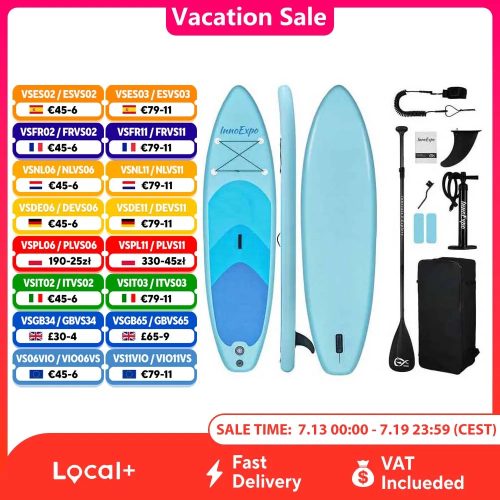 InnoExpo, InnoExpo Aufblasbares Stand-Up-Paddleboard mit Zubehör, aufblasbares Paddelboard, Surf-SUP-Board, rutschfestes Wassersport-Paddleboard