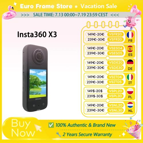 INSTA360, Insta360 X3 ? robuste Action-Kamera mit 1/2-Zoll-48MP-Sensoren, 5.7K Active HDR-Video, 72MP-Foto, 4K-Einzelobjektiv Insta360 X3 Kamera