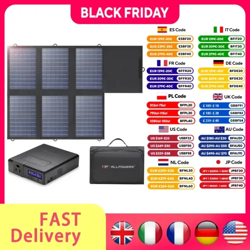 ALLPOWERS, ALLPOWERS 200 W Solar Powerbank 154 Wh 41600 mAh Tragbares Powerstation Notstromversorgung mit kabelloser Aufladung für Camping-Wohnmobil