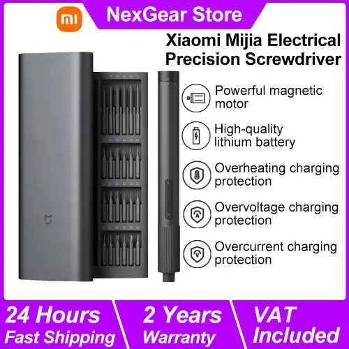 Xiaomi Mijia Elektrischer Präzisionsschraubendreher, Magnetischer Schraubendreher-Satz, Zweistufiges Drehmoment, Typ-C-Ladung, S2-Stahl Präzisionsbits