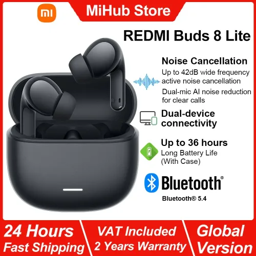 Xiaomi, Xiaomi REDMI Buds 8 Lite Kabellose Bluetooth-Kopfhörer, bis zu 42dB aktive Geräuschunterdrückung, lange Akkulaufzeit von 36 Stunden, BT5.4