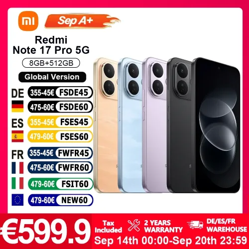 Xiaomi, Global Version Redmi Note 17 Pro 5G  smartphone 5G 6.83? IP66 lP68  8340mAh battery 67W HyperCharge 120Hz refresh rate Powerful Snapdragon 6s Gen 4 Xiaomi HyperOs 3