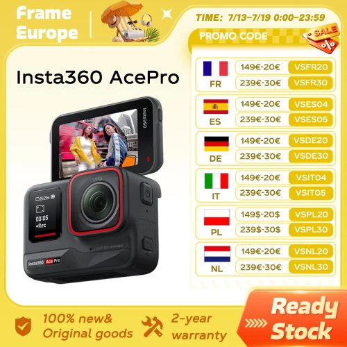 INSTA360, EU-Lagerbestand Insta360 Ace Pro Action-Kamera mit Leica 1/1.3 " Sensor, 2,4 " Flip-Touchdisplay, 8K HDR, magnetischer Halterung, Schutzgehäuse Ace Pro